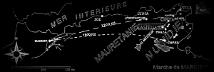  Fig. 5 : Carte de l'Afrique du Nord et de la marche de Marius (Berthier. A., Déclamer. L. R. et Ouasli. C. 2001-02: Fig.1) 