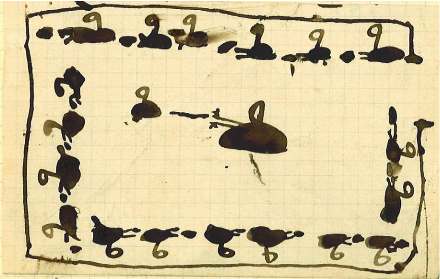 Fig. 8 École coranique. Lakhdar Tasourit, fraction des Ouled Remili, 13 ans. Fonds Thérèse Rivière, musée du quai Branly. Le taleb bat un élève. 