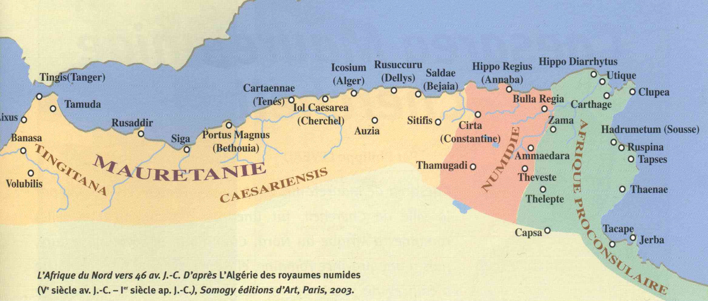 Carte des aires historiques de l'Afrique du Nord 