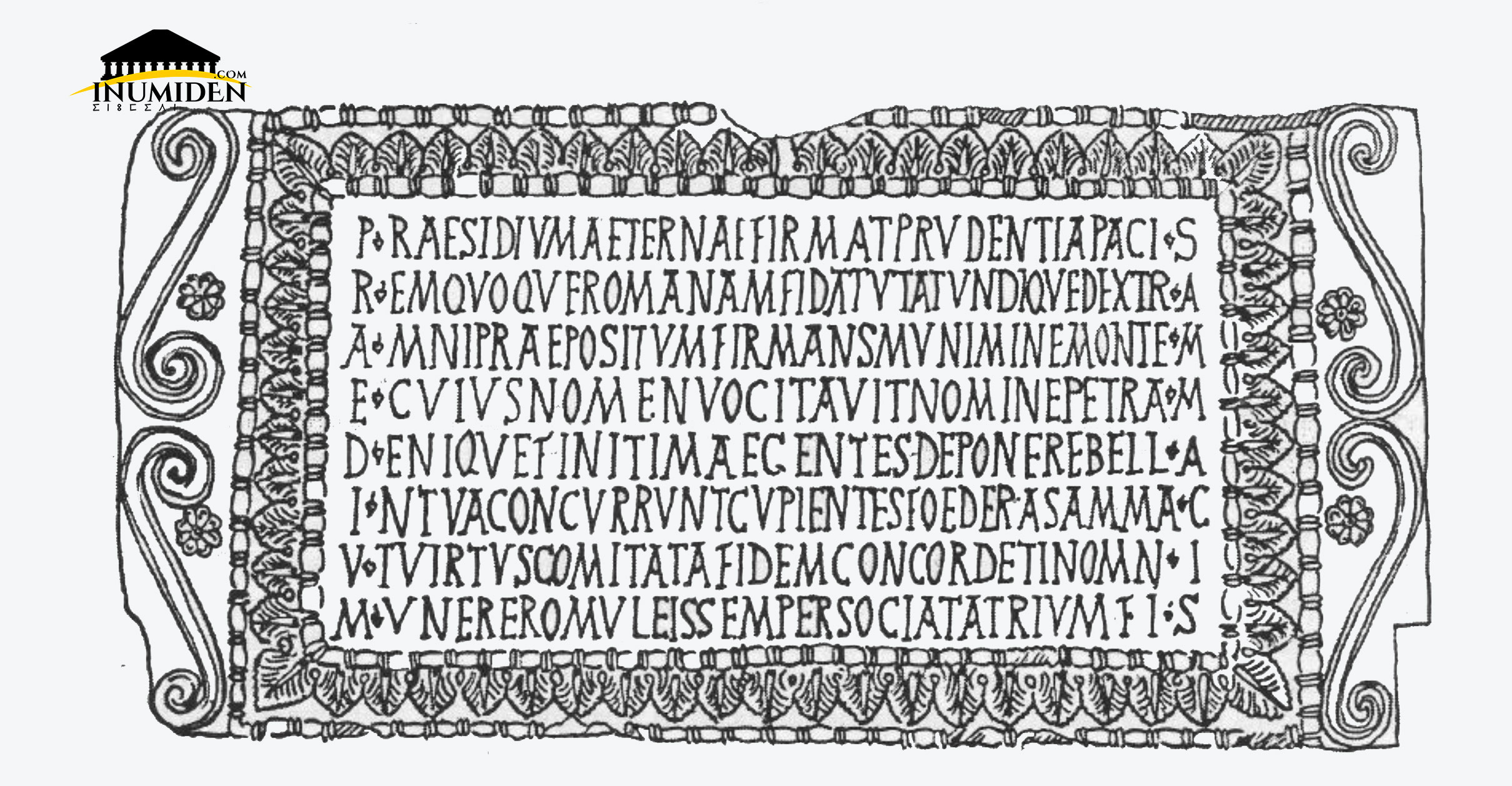 La dédicace du praedium/praesidium de Sammac à M’Iakou Au Musée d’Alger. Dessin J.-P. Laporte